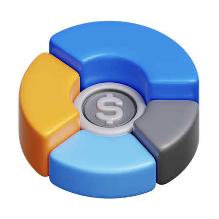 Pie Chart with Currency  3D Icon