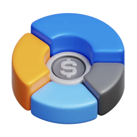 Pie Chart with Currency  3D Icon