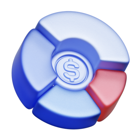 Pie Chart with Currency  3D Icon