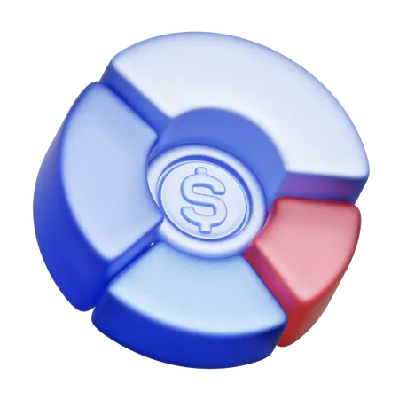 Pie Chart with Currency  3D Icon