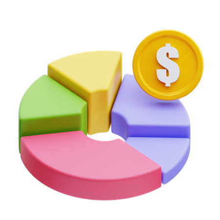 Pie Chart with Money  3D Icon