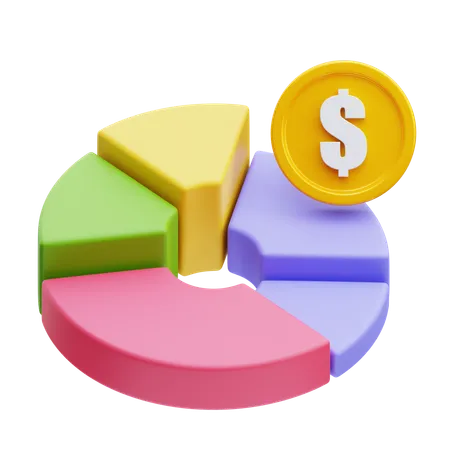 Pie Chart with Money  3D Icon