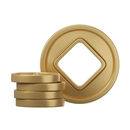 Pièce d'or chinoise  3D Icon