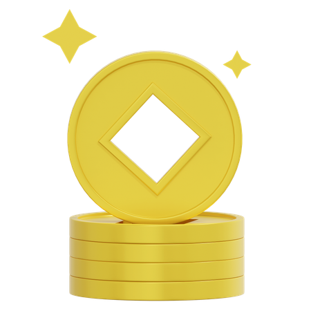 Pièce d'or chinoise  3D Icon