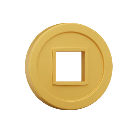 Pièce d'or chinoise  3D Icon