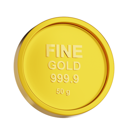 Pièce d'or fin 50 g  3D Icon