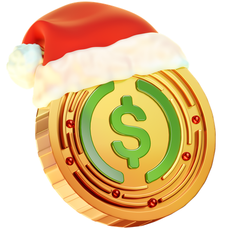 Pièce de monnaie de Noël en USD  3D Icon