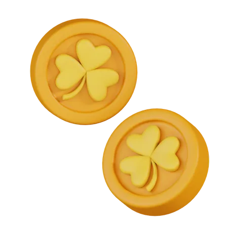 Pièce de monnaie en forme de trèfle d'or  3D Icon