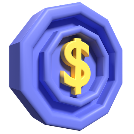 Pièce d'un dollar  3D Icon