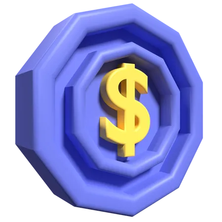 Pièce d'un dollar  3D Icon