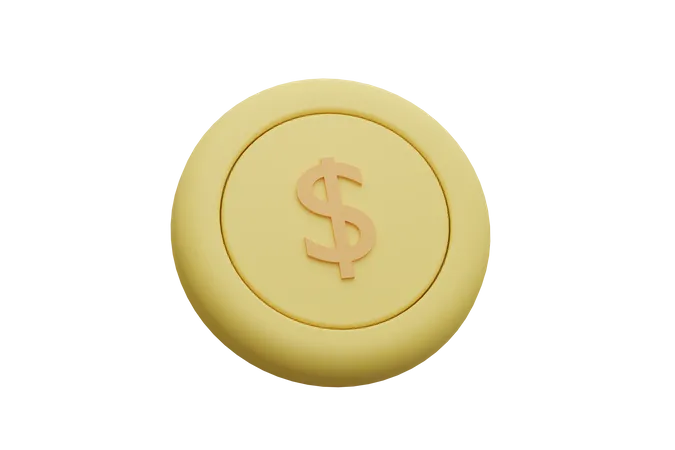 Pièce d'un dollar  3D Icon