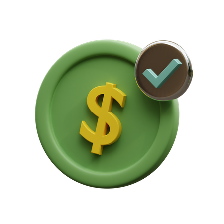 Pièce d'un dollar approuvée  3D Icon