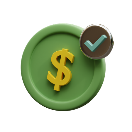 Pièce d'un dollar approuvée  3D Icon