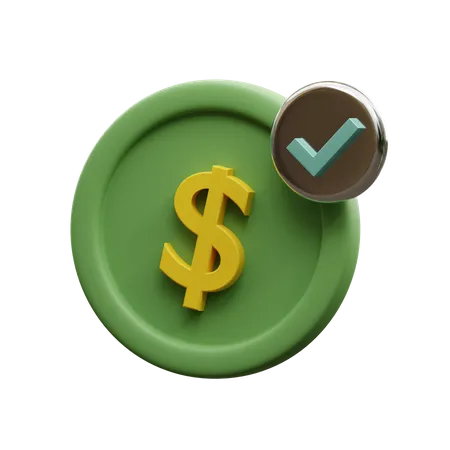 Pièce d'un dollar approuvée  3D Icon