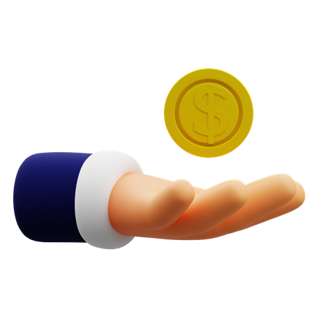 Pièce de monnaie sur une main  3D Icon