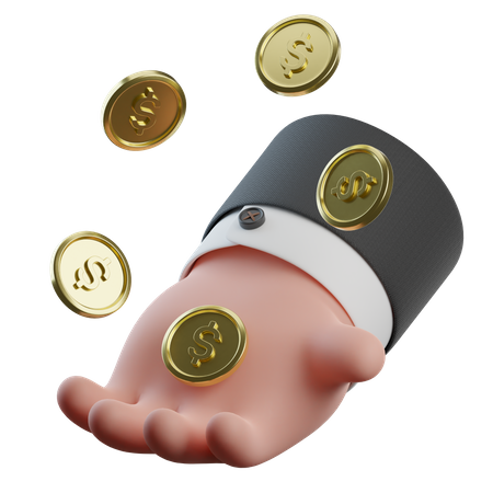 Pièce de monnaie en main  3D Icon