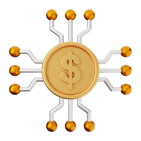 Pièce de monnaie numérique dollar  3D Icon