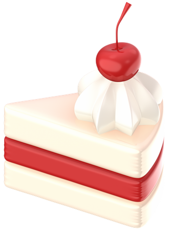 Piece of cherry cake  3D Icon