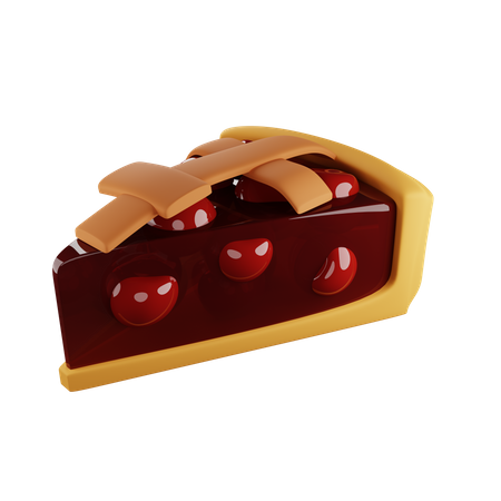 Piece of cherry pie 3D Illustration