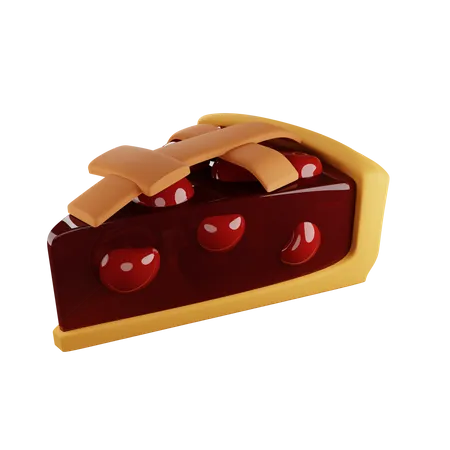 Piece of cherry pie 3D Illustration