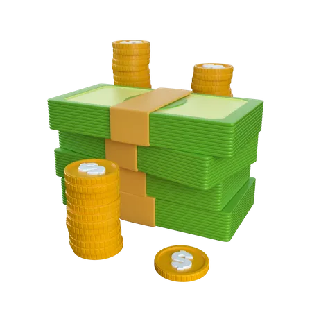 Pièces avec des lots de quatre dollars  3D Icon