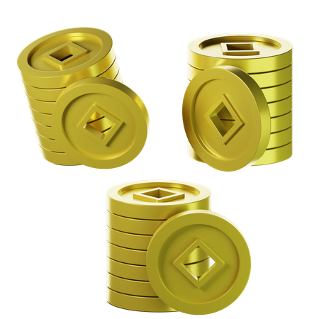 Pièces chinoises empilées  3D Icon