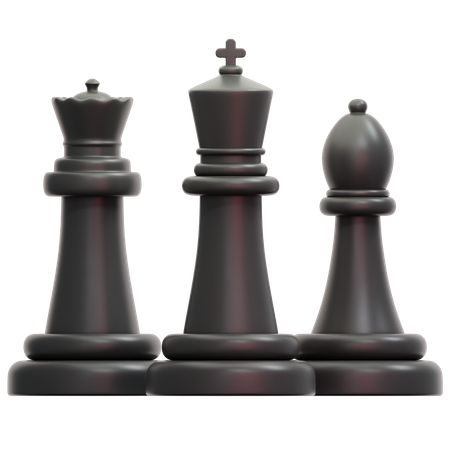 Pièces d'échecs noires  3D Icon