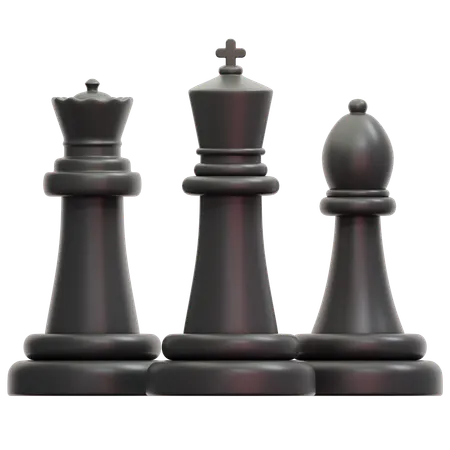Pièces d'échecs noires  3D Icon