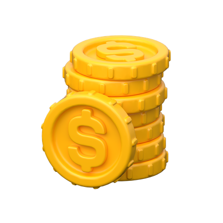 Pièces d'un dollar en or  3D Icon