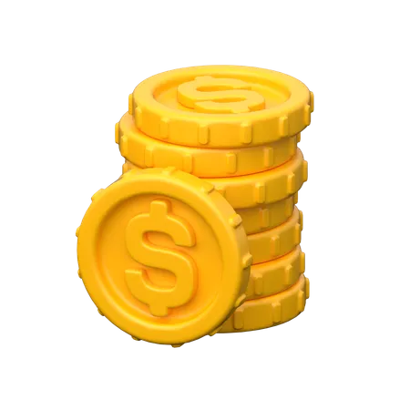 Pièces d'un dollar en or  3D Icon