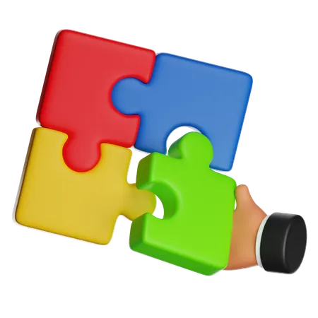 Pièces de puzzle entrelacées à la main  3D Icon