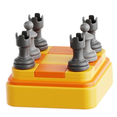 Pièces d'échecs sur un plateau de jeu  3D Icon