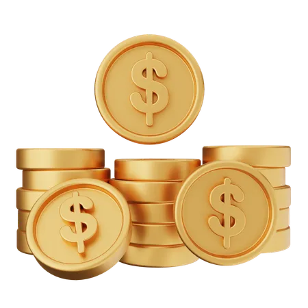 Pièces de monnaie dollar  3D Icon