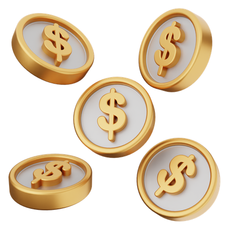 Pièces de monnaie dollar  3D Icon