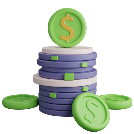 Pièces d'un dollar  3D Icon