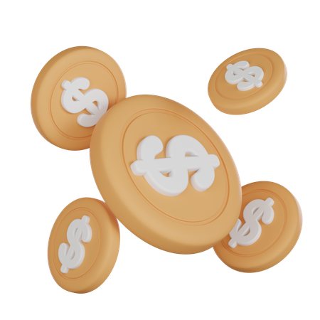 Pièces d'un dollar  3D Icon