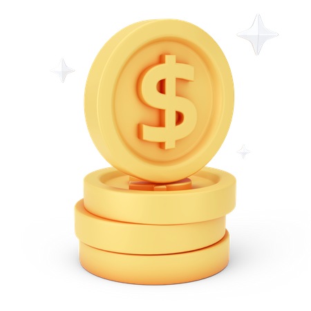 Pièces d'un dollar  3D Icon