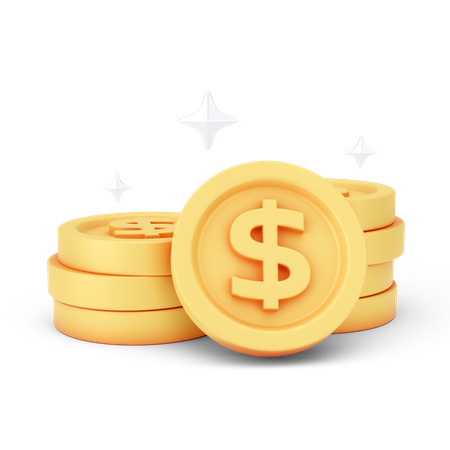 Pièces d'un dollar  3D Icon