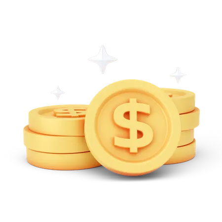 Pièces d'un dollar  3D Icon