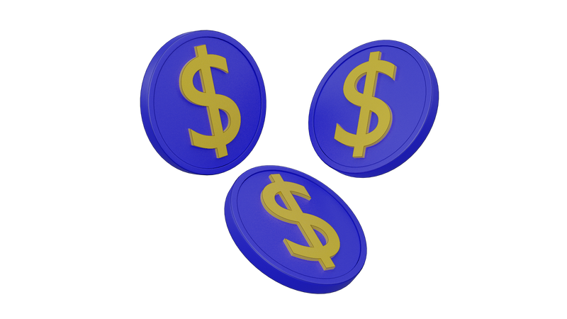 Pièces d'un dollar  3D Icon