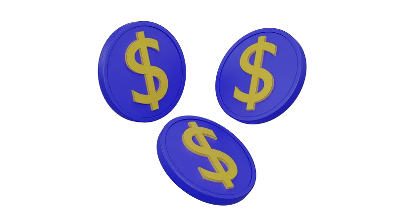 Pièces d'un dollar  3D Icon