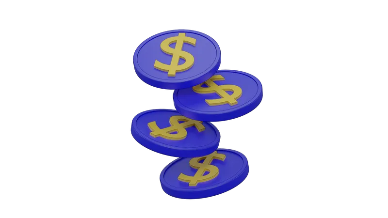 Pièces d'un dollar  3D Icon