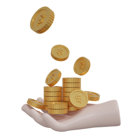 Pièces d'un dollar en main  3D Icon