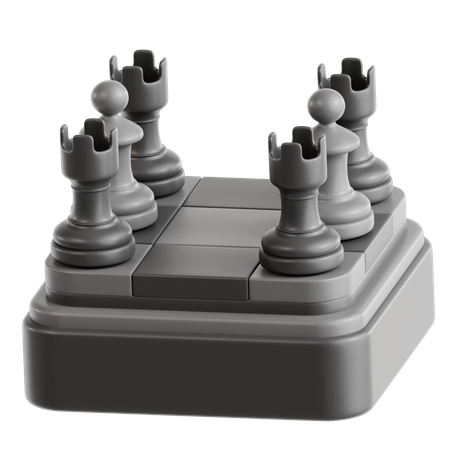 Piezas de ajedrez en el tablero  3D Icon