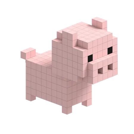 Pig Cute Voxel Art  3D Icon