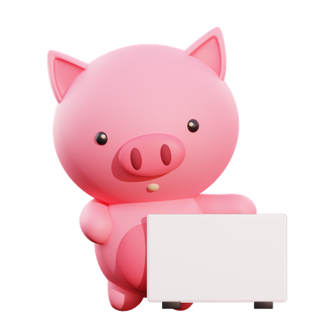 Pig Holding Placard 3D Illustration