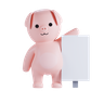 pig holding placard 3d images