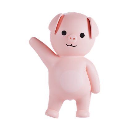 Pig Say Hello 3D Illustration
