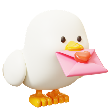 Pigeon avec enveloppe d'amour  3D Icon