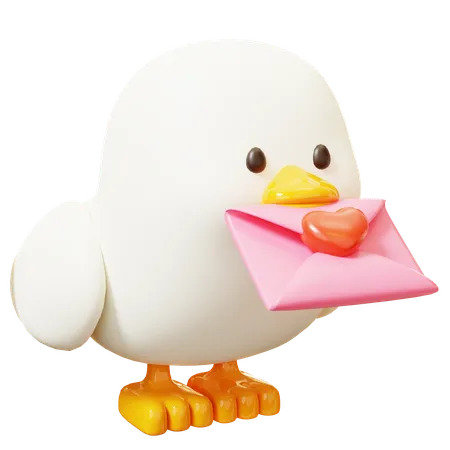 Pigeon avec enveloppe d'amour  3D Icon